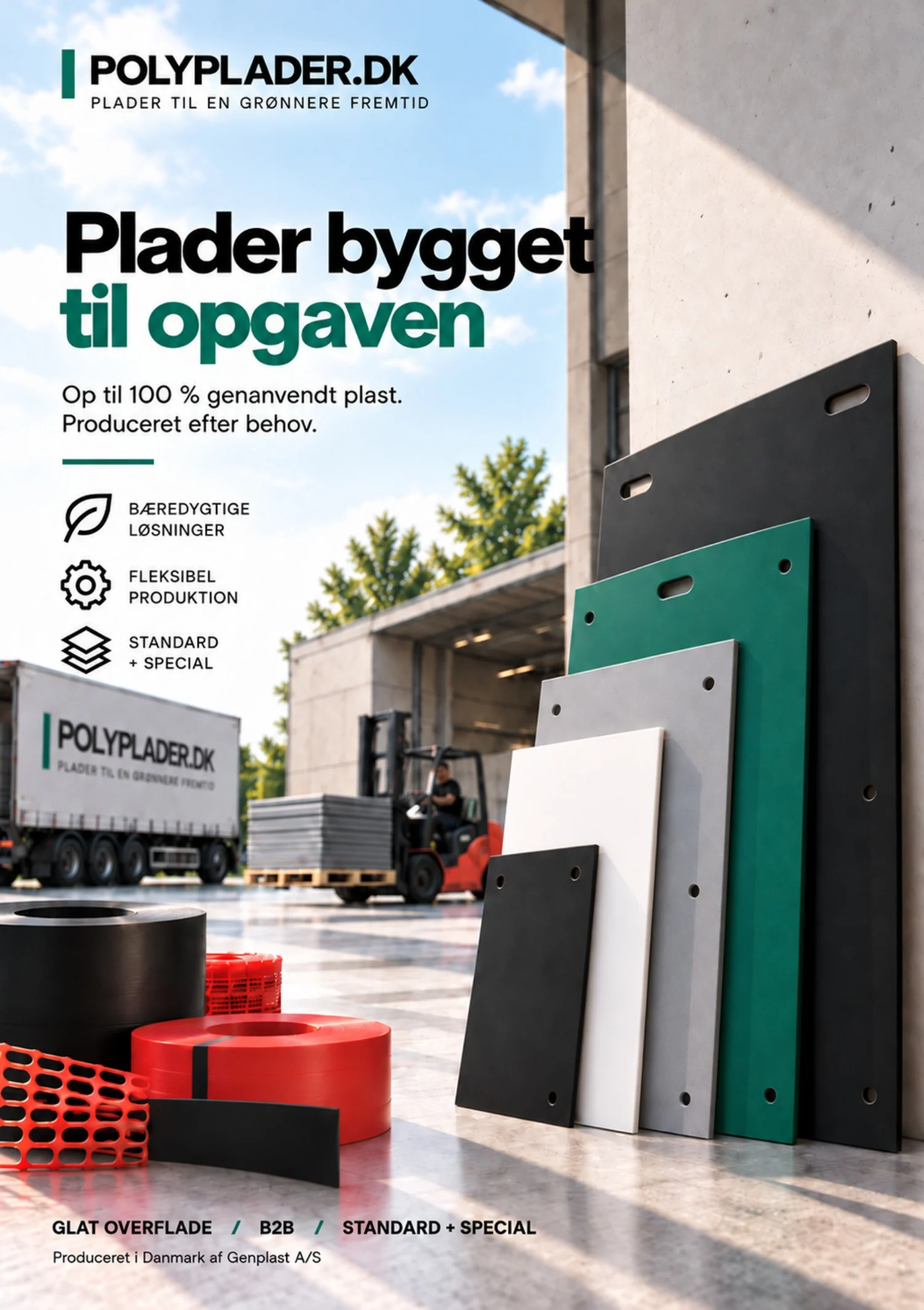 Forsiden af Polyplader.dk produktkatalog: Plader bygget til opgaven